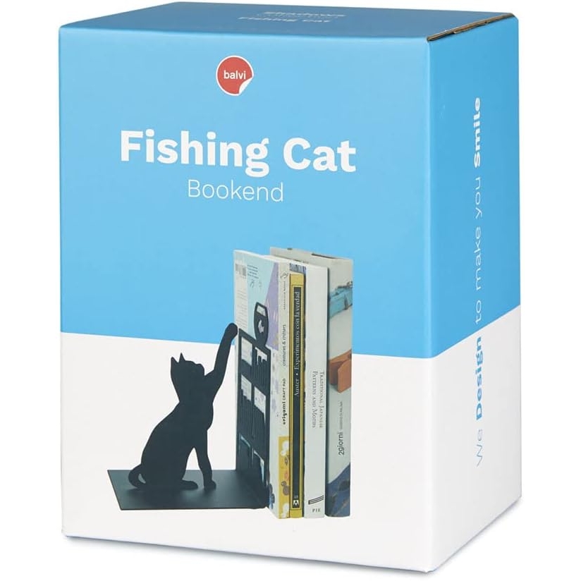 Acquista online Balvi Fishing cat bookend in black metal code 27474 Balvi
