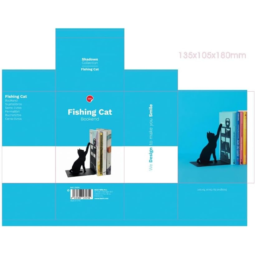 Acquista online Balvi Fishing cat bookend in black metal code 27474 Balvi