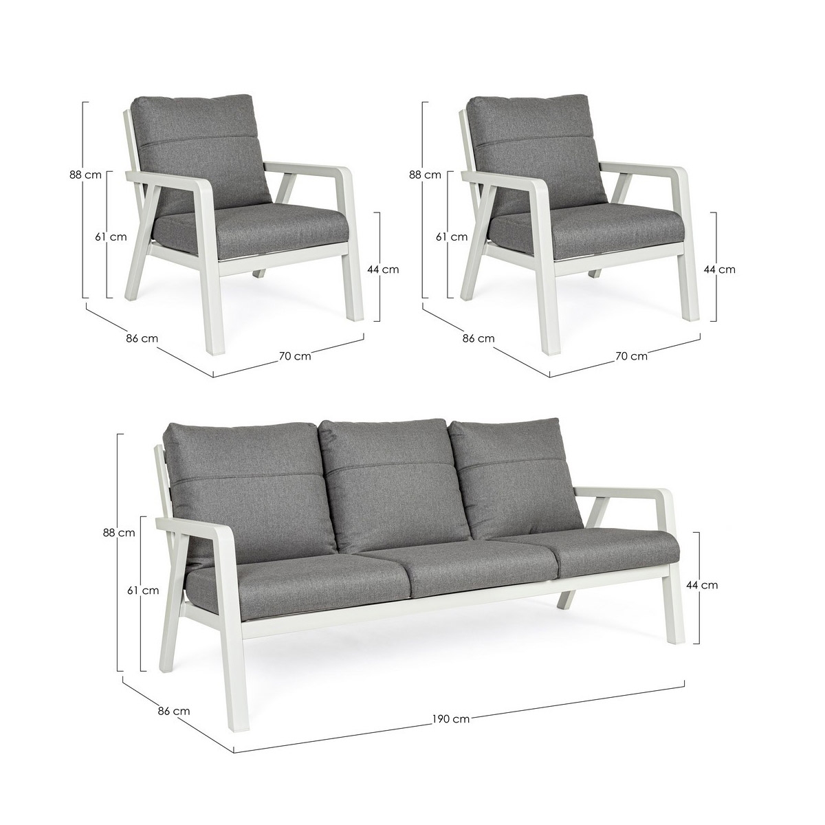 Acquista online Set Salotto Giardino Truman Lunar 5 posti Bizzotto