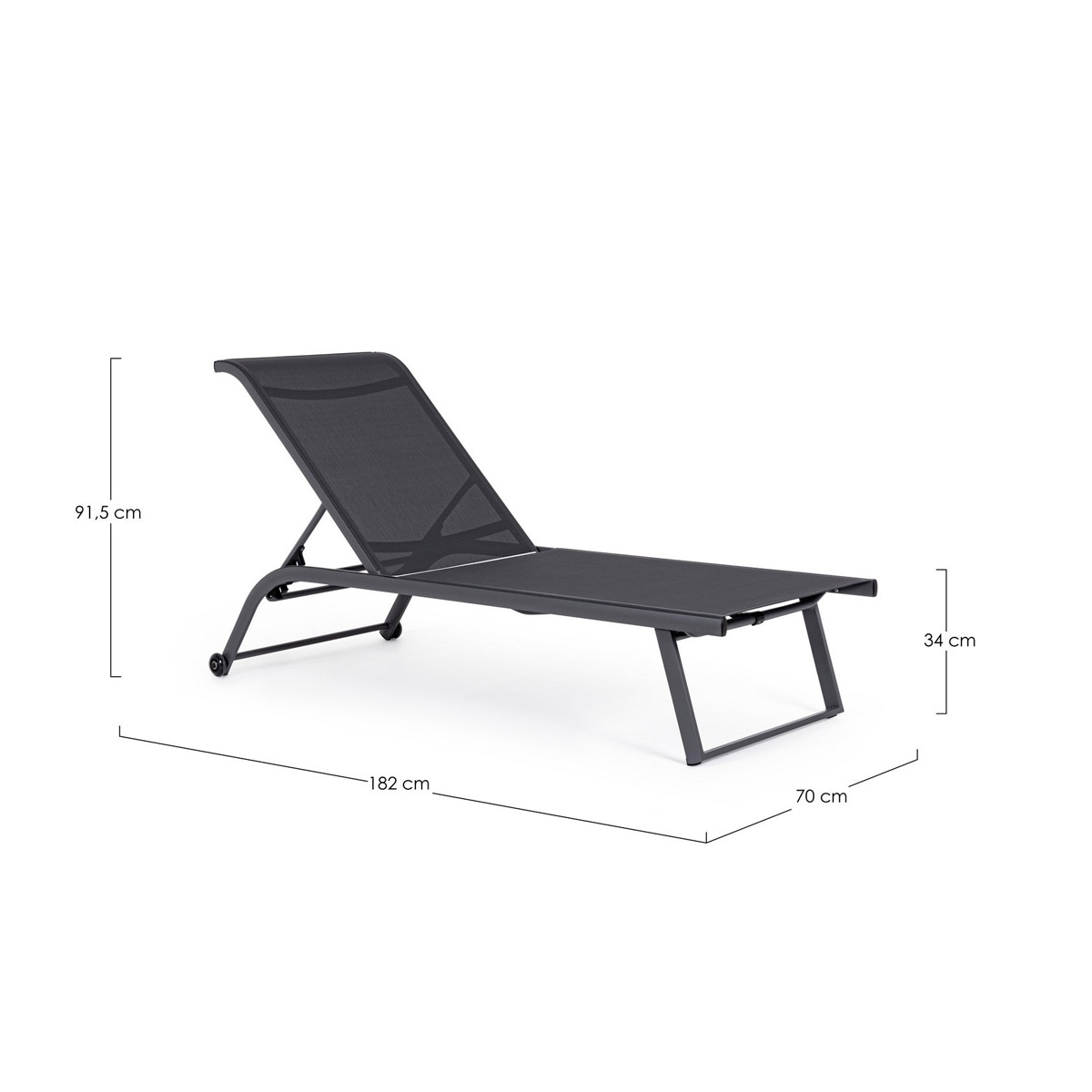 Acquista online Coppia di lettini prendisole con ruote, modello Taylor Grigio Scuro/Antracite (2pz) Bizzotto