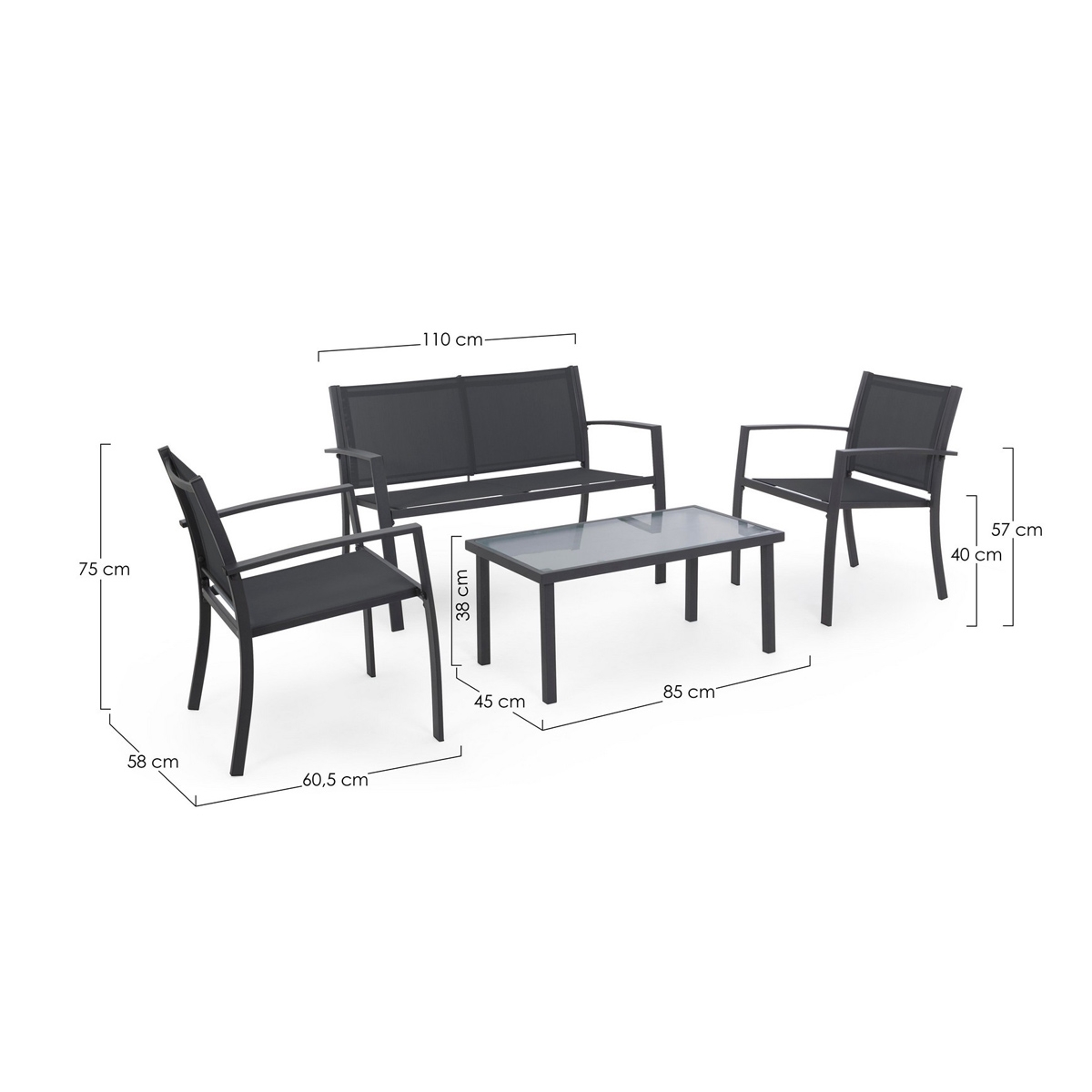 Acquista online Set Salotto - Modello Peder Antracite Bizzotto