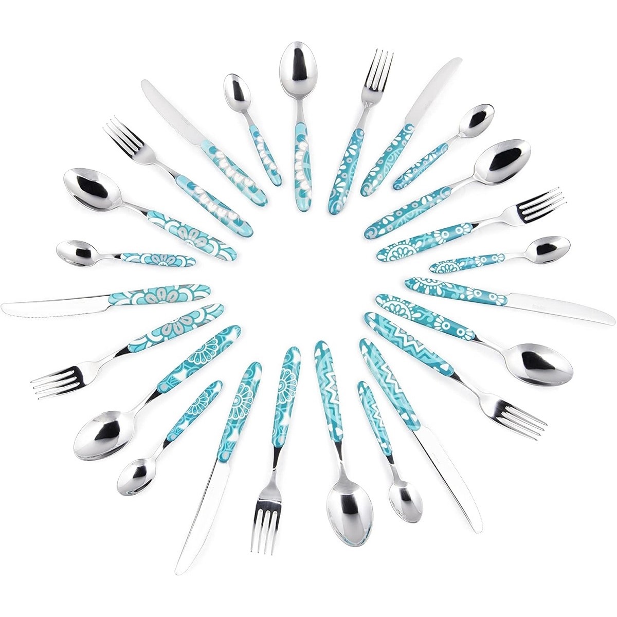 Acquista online Ménagère 24 pièces Mandala en acier inoxydable, haute épaisseur multicolore Excelsa