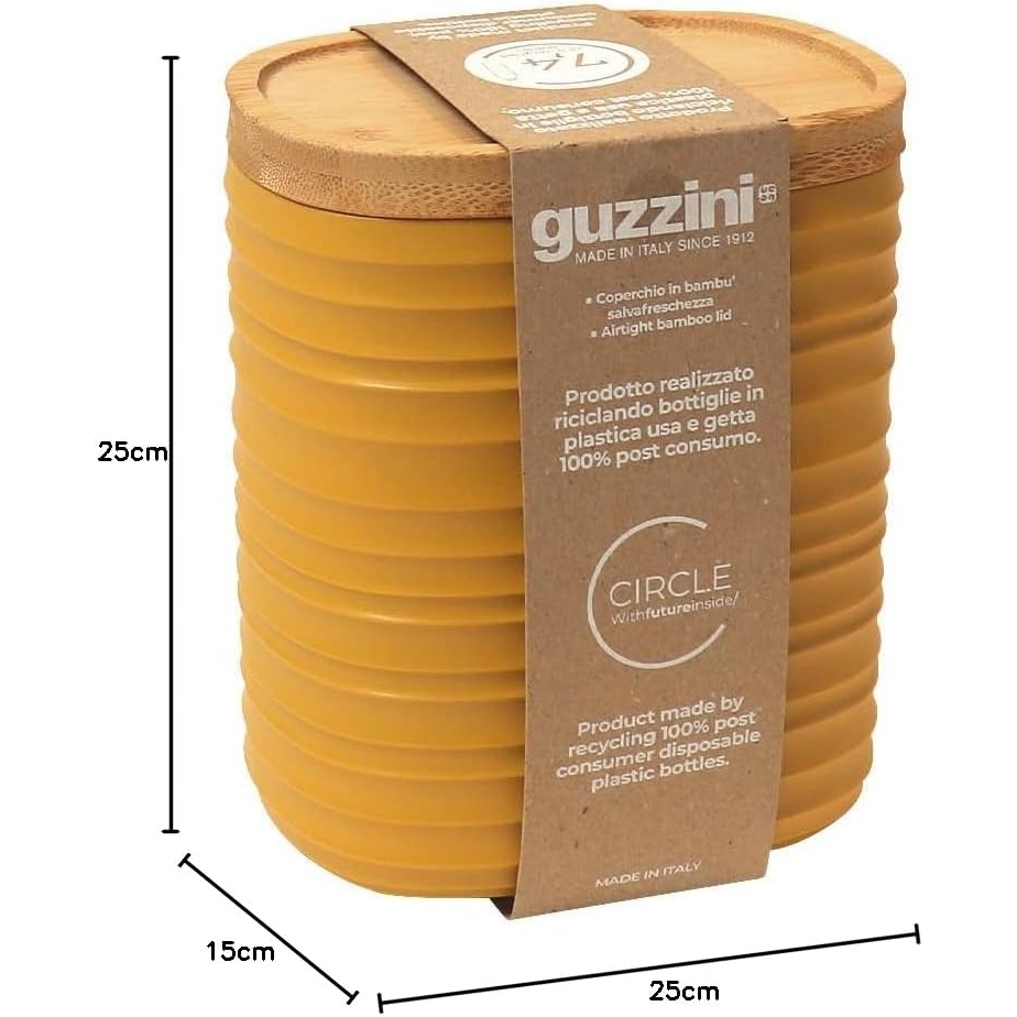 Acquista online Guzzini Tierra Jar M recycled plastic and Bamboo mustard yellow cod.181800206 Guzzini