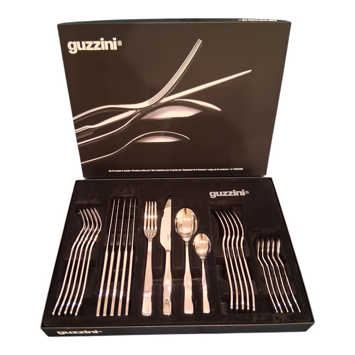 Guzzini Set Cucina: Mestolo Antiaderente Cromato Con Base E Poggiamestolo Trasparente - Kitchen Active Design, Designer Attila Veress, Lavabile In Lavastoviglie